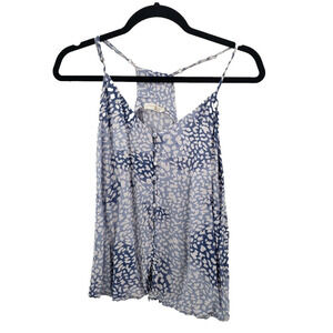 Lovestitch Leopard Print Cami Tank Top Womens Large Blue Rayon V Neck Racerback